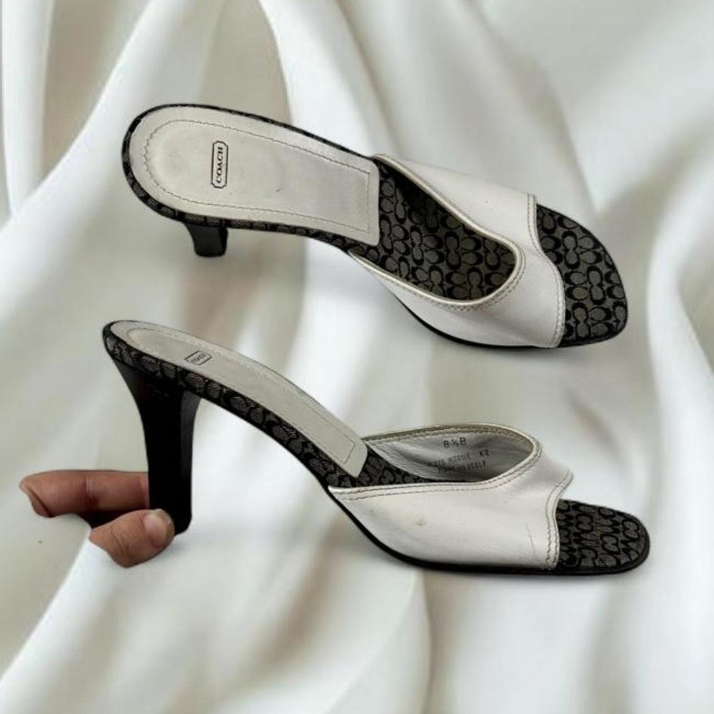 Coach Marnie black white mule kitten heels y2k mcbling fairy